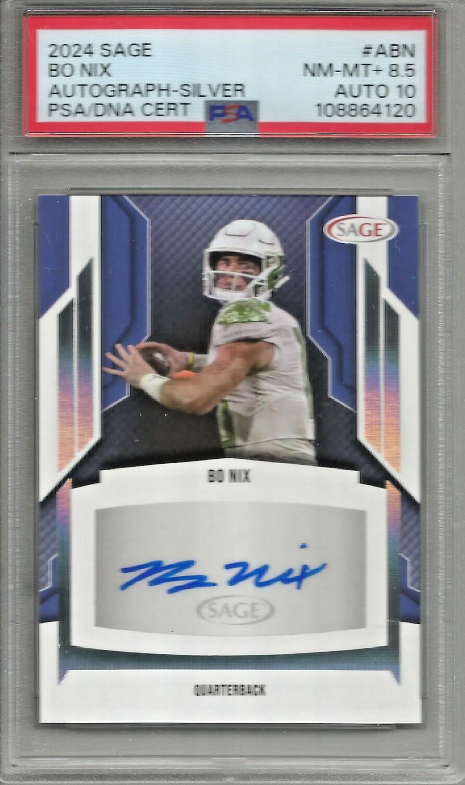 Bo Nix Sage Autographs #ABN Silver