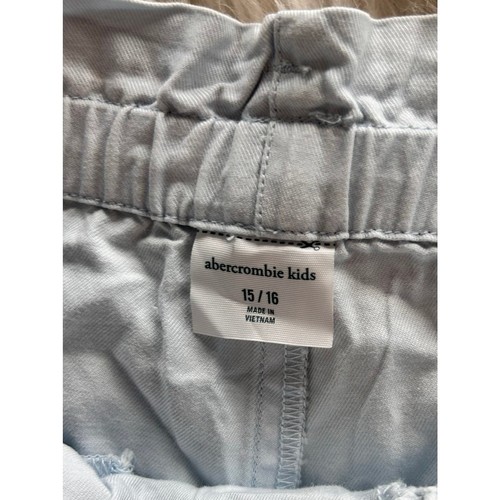 NWT Abercrombie Kids Girls Tie Waist Twill Shorts Pockets Light Blue Size 15/16 - Picture 4 of 11