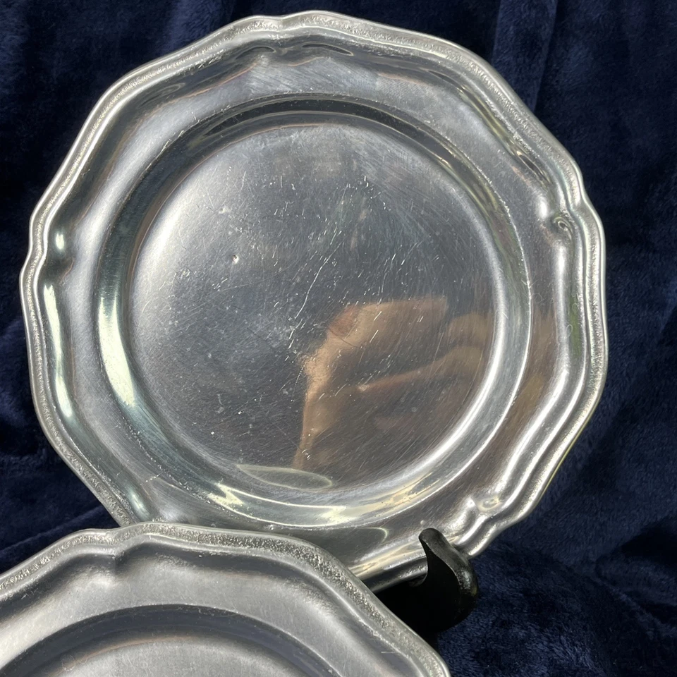 "Juego de 2 platos de pan y mantequilla Wilton Armetale Metal Queen Anne Collection 7""" Foto 3 de 4