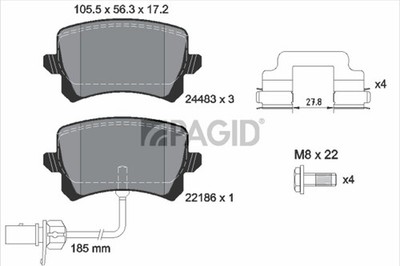 Bremsbelagsatz Scheibenbremse PAGID T2454N für AUDI Q3 8UB 8UG TFSI TSI TDI