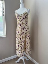 Cream & purple floral maxi dress with lace peek a boo