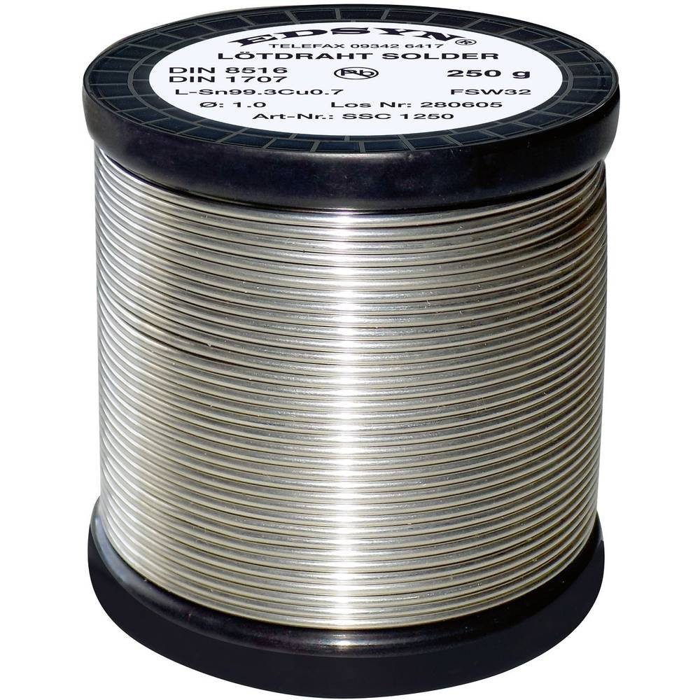 Fil étain à souder sans plomb Edsyn SSC15250 brasure étain cuivre 250g bobine électronique