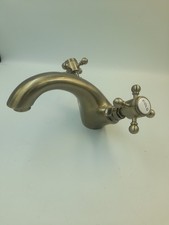 Antique Brass Traditional Crosshead Mono Basin Mixer Tap In Brushed Gold