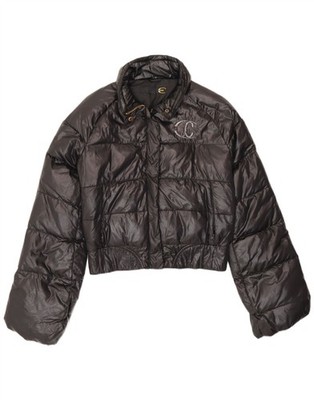 Just Cavalli Damen Crop wattierte Jacke mit Kapuze IT 42 Medium schwarz Polyamid AG10