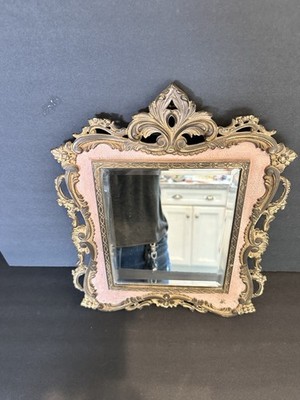 National Brass & Iron Works Decorative Arts Bevel Edge Wall Mirror Pink Gold