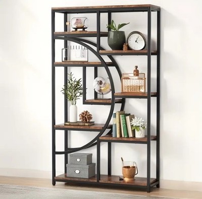 5 Tier Loft Tall Display Bookcase Shelves Storage Home Living Room Decor