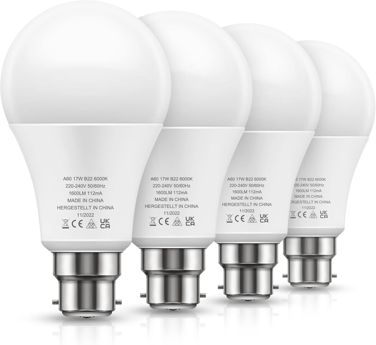 LOHAS B22 LED Bulbs 150W Equivalent, 17W LED Bayonet Light Bulb, Cool White 600