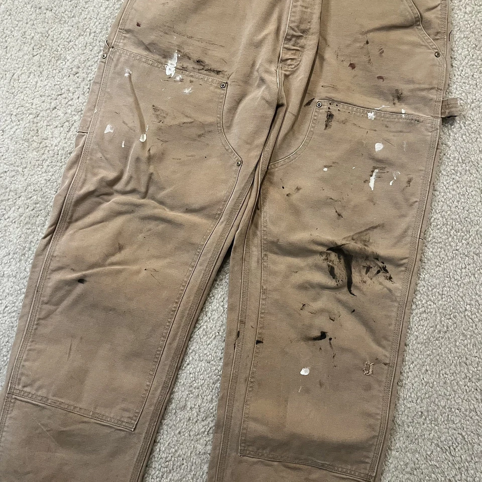 Pantalones de trabajo vintage Carhartt tostados desteñidos desgastados doble rodilla talla 36x34 Foto 3 de 4