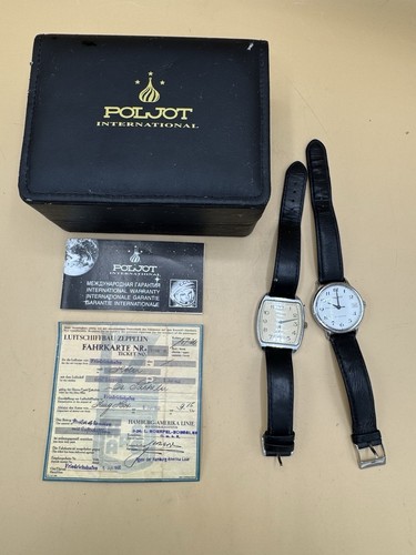 Vintage 2 x POLJOT Men's Wrist Watches SPARES/REPAIR UNTESTED plus POLJOT BOX
