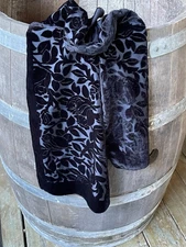 Evening Ladies Black Velvet Scarf Floral Burnout Romantic Gothic Wrap Shawl