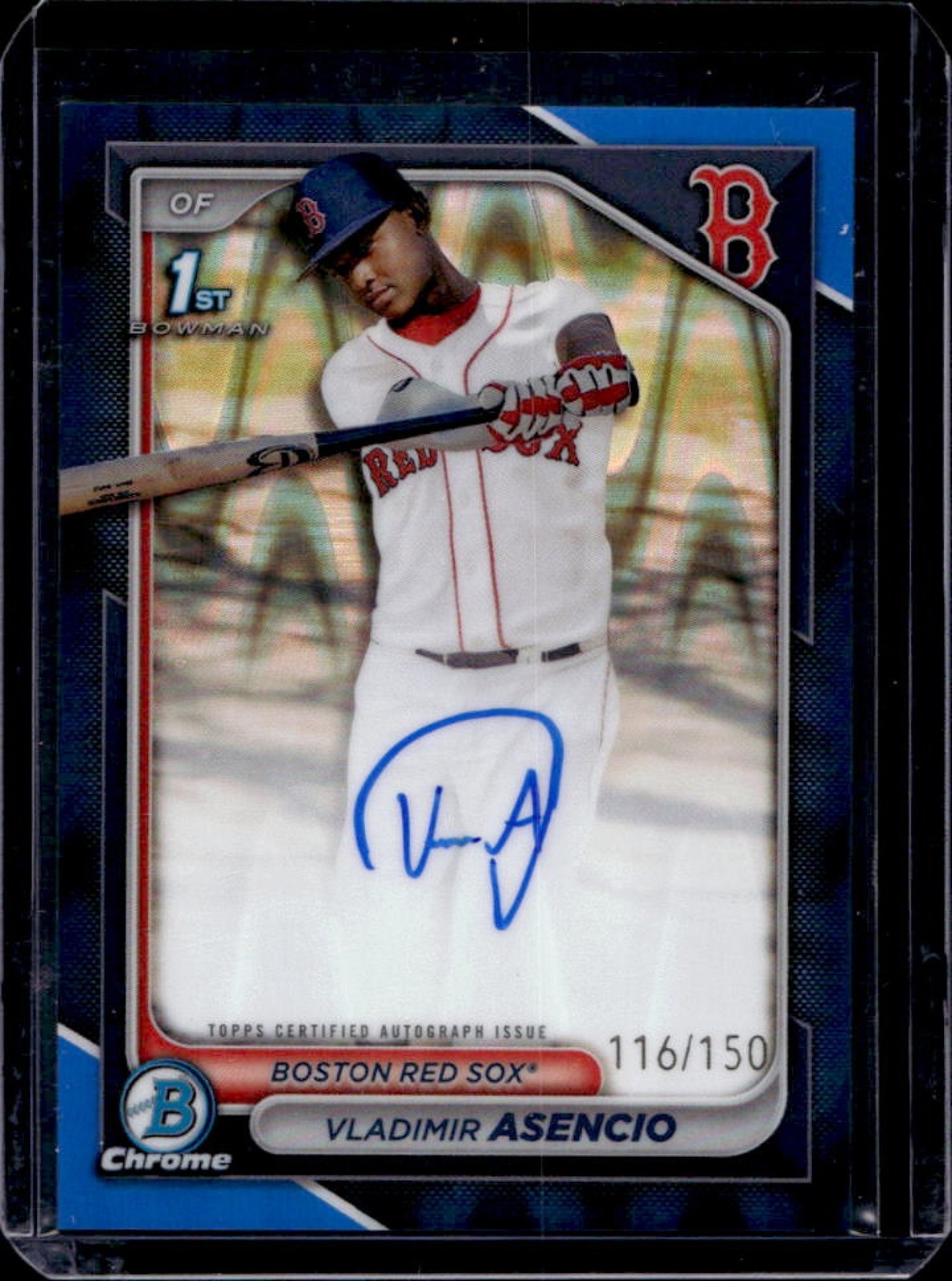 2024 Bowman Chrome Vladimir Asencio Auto Blue Raywave Refractor 1st #116/150