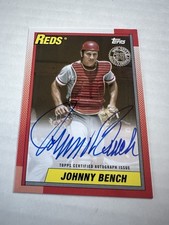 Topps Johnny Bench Autographed Baseball Sports Trading Cards Topps Johnny Bench Autographed Baseball Sports Trading Cards