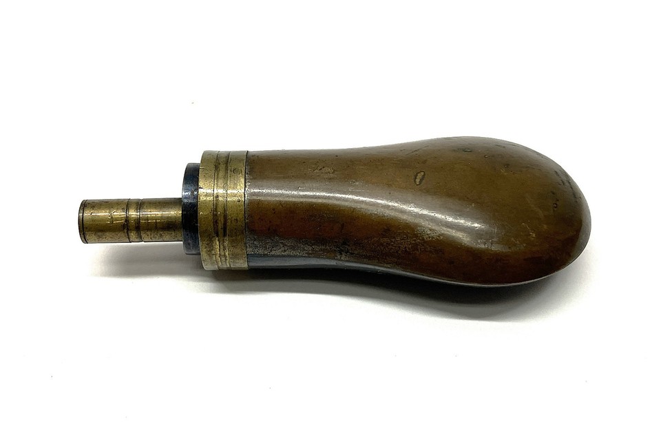 Antique CIVIL WAR Pocket Powder Flask - Solid Copper w/Brass. 1800s ...