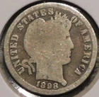 Silver Dime - Barber - 1898 (Uneven wear on reverse.) [603]