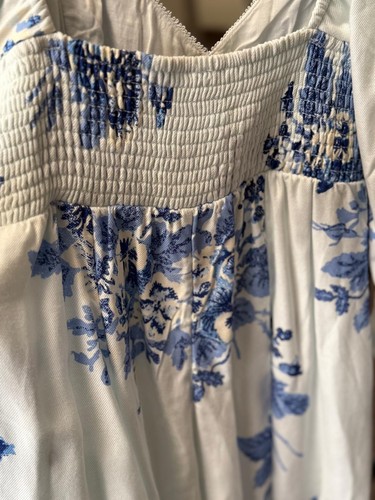 FREE PEOPLE FRANCESCA BLUE FLORAL PRINT MINI DRESS WHITE SIZE SMALL NEW WOT $128 - Picture 13 of 23