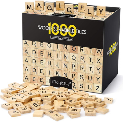 1000 Pcs Scrabble Tiles Wooden Letter Tiles A-Z Capital Letters For Crafts