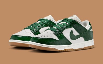 Nike Dunk Low LX Gorge Green Ostrich Women's White Sports Sneaker