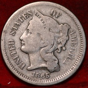 1865 Philadelphia Mint Three Cent Coin