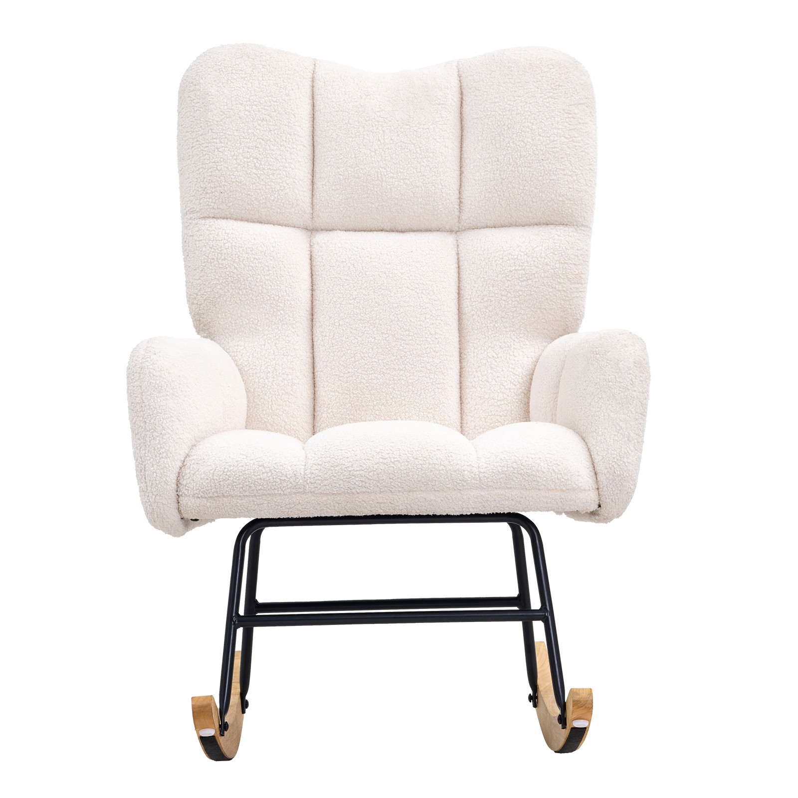 Nursery Rocking Chair 250 lbs Capacity Teddy Fabric Glider Rocker Chair