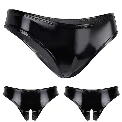 Damen Höschen Schritt offen Unterhose nass PVC Unterwäsche atmungsaktiv bequem - Bild 2 von 27