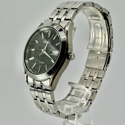 Exc+5】SEIKO Solar V158-0AZ0 Day Date Black 43mm Quartz Men's