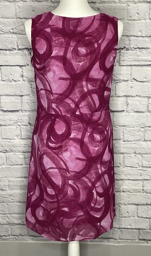 Simply Vera Women’s Size S Sleeveless Fuchsia Pink Swirl Chiffon Bejeweled Dress - Picture 2 of 7
