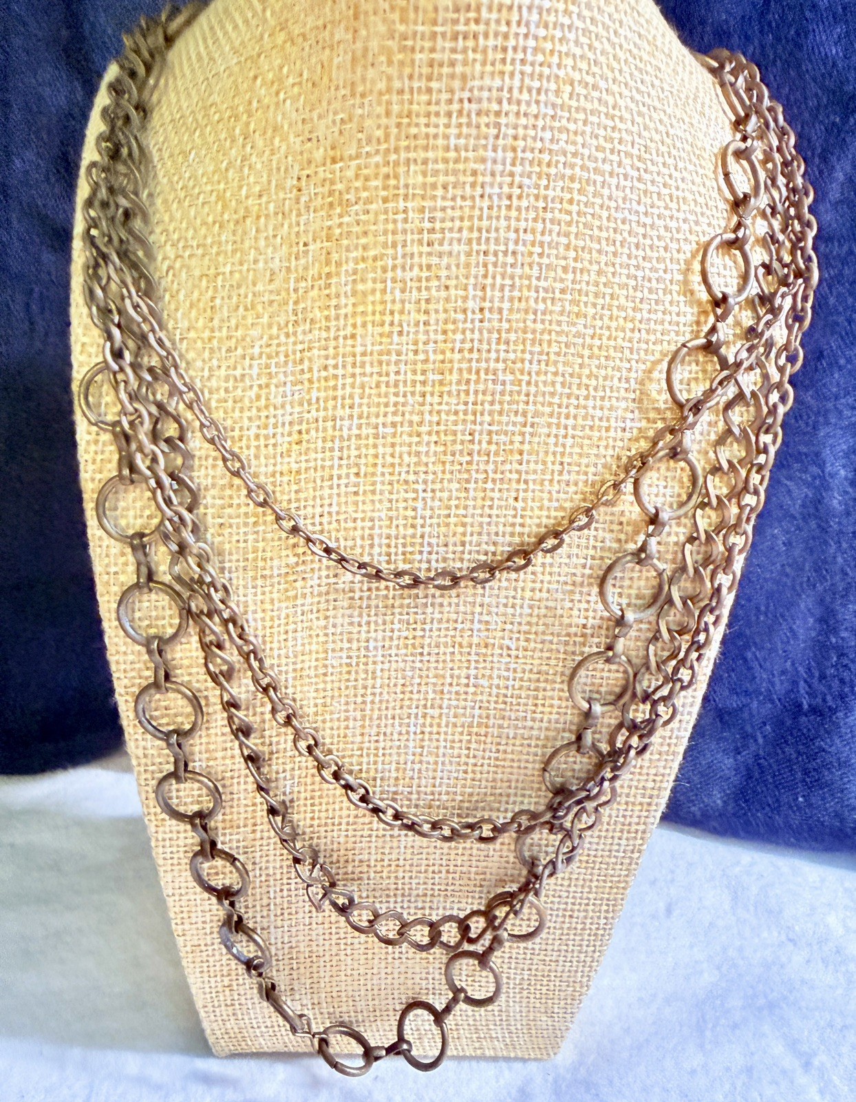 Solid Brass Industrial Multi-Strand Necklace Laye… - image 1