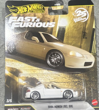 Hot Wheels Fast Furious Honda Del Sol 1994 1:64 White Diecast Car Real Riders
