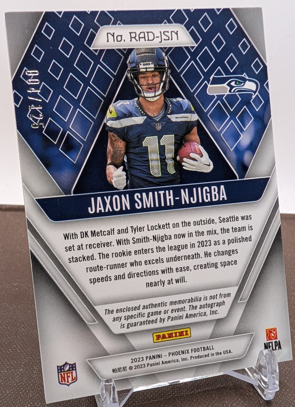 2023 Phoenix Jaxon Smith-Njigba RC Silver RPA Patch Auto /125  view 4