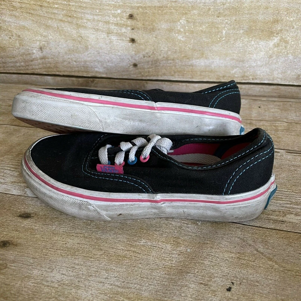 Zapatillas deportivas Vans Authentic Pop Eyelets para niños - Talla 11 - zapatos negros, rosas y azules Foto 3 de 4