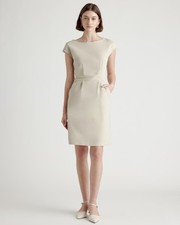 Quince Women Ultra-stretch Ponte Cap Sleeve Dress Cream S
