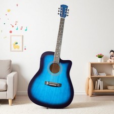 41-Inch Acoustic Beginner Guitar Set - Dreadnought, Cutaway, Tuner, Capo, Blue
