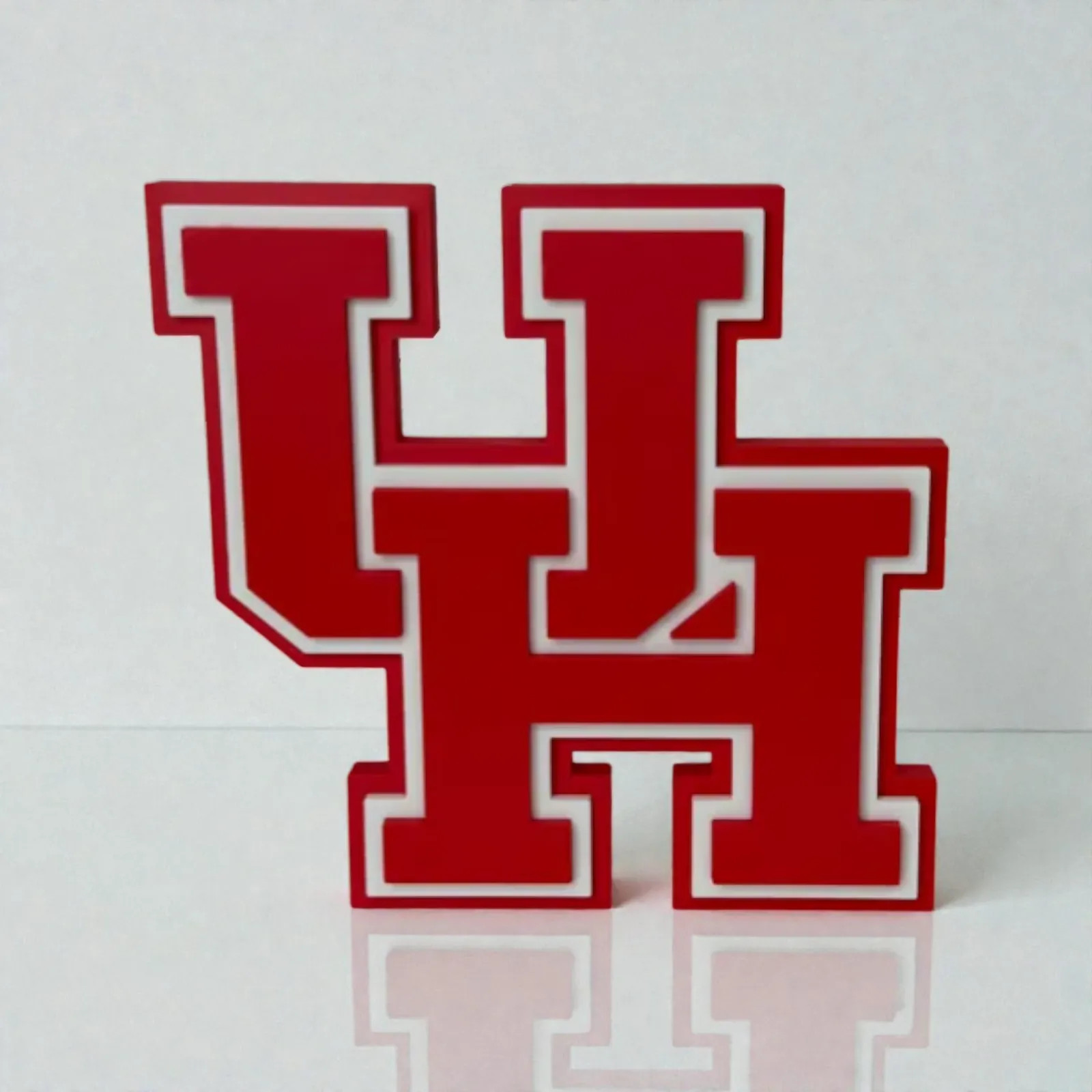 Houston Cougars UH Red White Acrylic Desk Logo Sign NCAA College Fan Decor