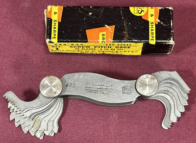 Brown & Sharpe No.632 Screw Pitch Gage, 30 Leaves 4 to 42 TPI. Made in the USA!