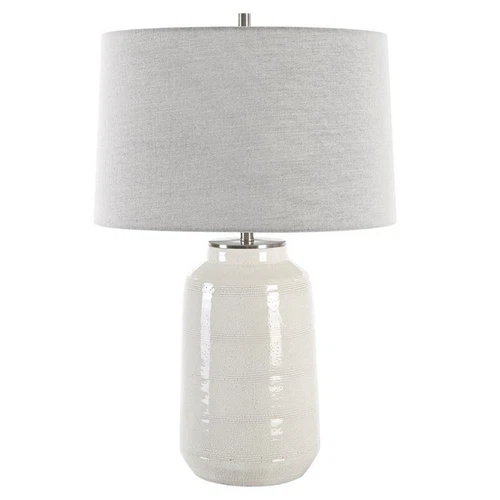 Uttermost Odawa Coastal Ceramic Table Lamp with Fabric Shade in Off White/Nickel - Picture 3 of 7