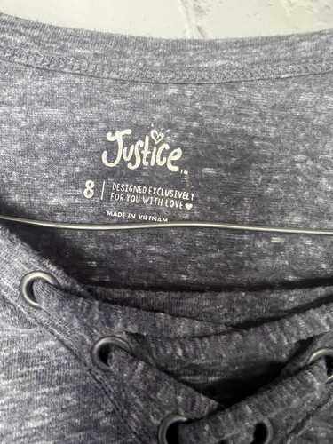 Justice Mädchen-Shirt mit Krawatte Größe 8 Rüschen - Bild 2 von 4