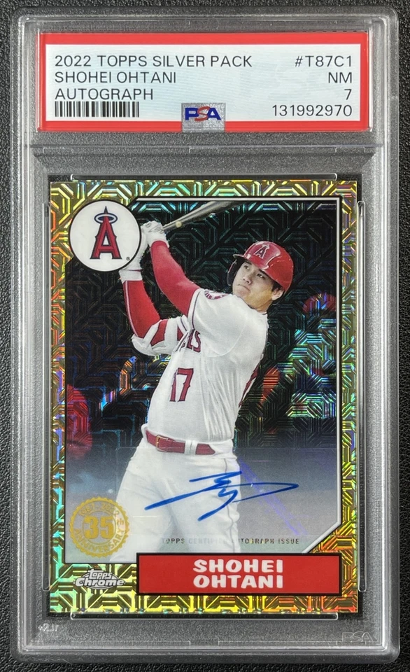 SHOHEI OHTANI PSA 7 2022 TOPPS CROMO PRATA 1987 35TH ANN REFRATOR AUTOMÁTICO 11/15