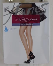 Hanes 6 Pack Women's Silk Reflections Control Top Tights Little Color Size AB