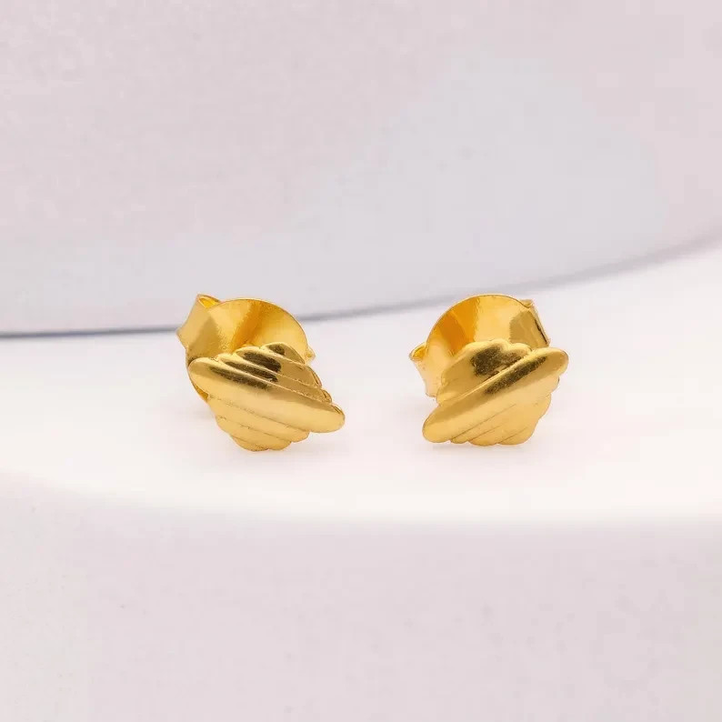 925 Silver Planet Stud Earrings: Gold Finish Celestial Jewelry