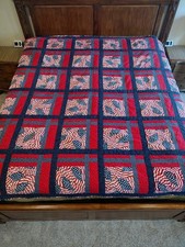 Beautiful Handmade Patriotic American Flag Patchwork Quilt 93 x 94 Inch