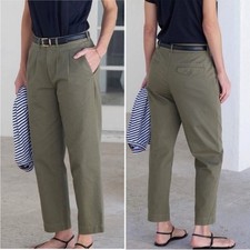 AYR Metropolitan Pleated Trouser Minimalist Relaxed Fit Nori Green Olive Size 0