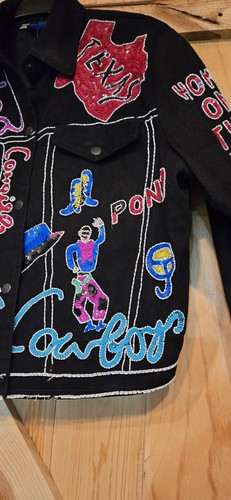 Vntg Modi Denim Sequin Texas Mexico Jacket Rodeo Women’s L 10/12 Cowgirl Dancers - Picture 7 of 22