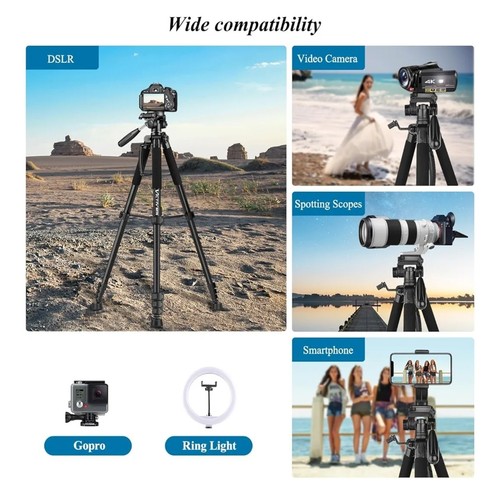 VICTIV 74” Camera Tripod for DSLR, iPhone, Nikon, Canon with Carry Bag & Phone H - Picture 5 of 8