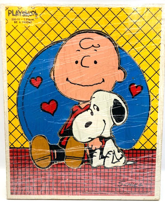 Vintage 1958 Peanuts Snoopy Charlie Brown Be A Friend Wooden Puzzle #230-10