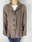 LILITH Womens Brown Cotton Linen Lightweight Buttons Jacket Size M Avant Garde