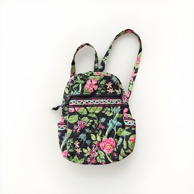 Clean Vera Bradley Botanical Backpack Purse 3 Zippers Side Pockets Flowers
