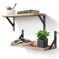 Uten Wandregal Holz Rustikal 42Cm 2Er Set Metall Wohnzimmer Schlafzimmer KüChe