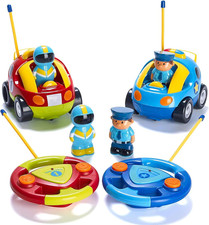 Cartoon Remote Control Car - 2-Pack Police and Race Car Toddler Toys - RC Cars f
