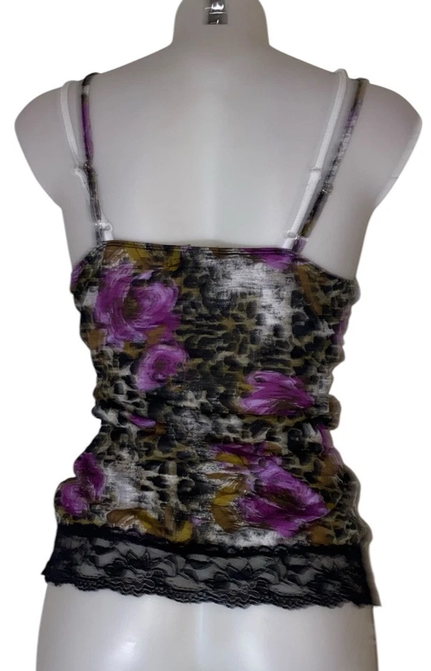 Y2K Wet Seal Sz M Womens Purple Floral Babydoll Lace Fairy Kawaii Cami Tank Top - Image 3 of 4
