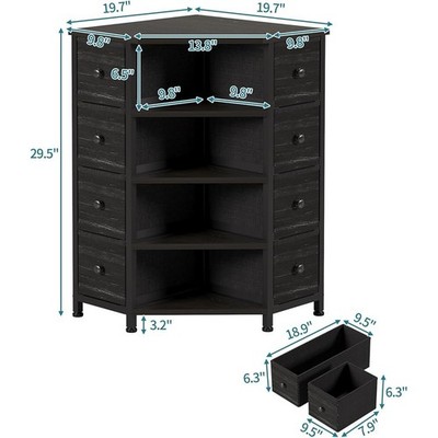 short corner dresser 8-Drawer Corner Dresser with Storage Fabric Drawers and Open Shelves for Small Spaces, Bedroom, Entryway, Living Room
